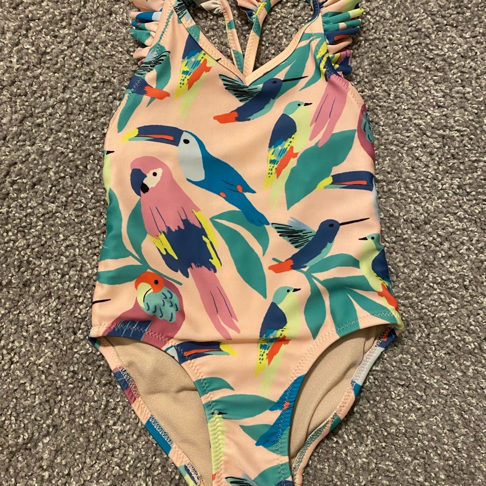 Tea Collection Pink Tropical Parrot One-Piece Swimsuit